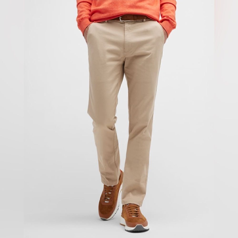 Peter Millar Pilot Twill Flat Front Trousers Khaki Size 35